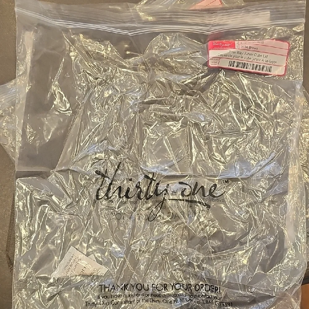 Thirty-One Checkered Tote with Blue Embroidery